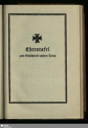 Ehrentafel zum Gedächtnis unserer Toten
