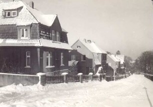 Rosenstraße im Schnee. Detmold. Blick nach Norden