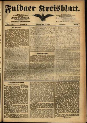 Ausgabe vom Freitag, den 15. Mai 1908.