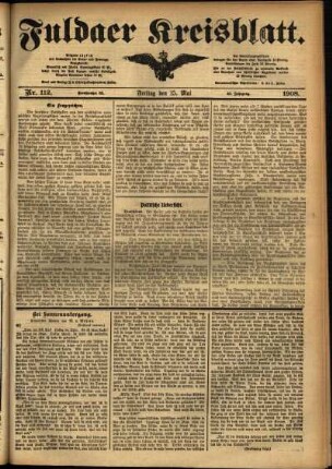 Ausgabe vom Freitag, den 15. Mai 1908.