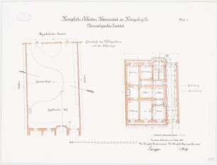 Mineralogisches Institut der Albertus-Universität Königsberg: Grundriss KG mit Hofanlage 1:100