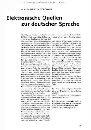 Elektronische Quellen zur deutschen Sprache