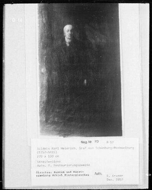 Carl Heinrich III. Graf von Schönburg : Bildnis von Carl Heinrich III. Graf von Schönburg-Wechselburg (1757-1815), Streiflicht, Aufnahme für Restaurierungszwecke, entstanden in den Staatlichen Kunstsammlungen Dresden