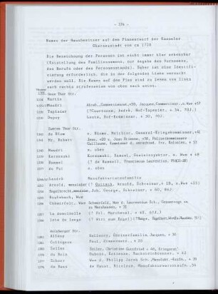 Namen der Hausbesitzer in der Oberneustadt im Jahre 1720