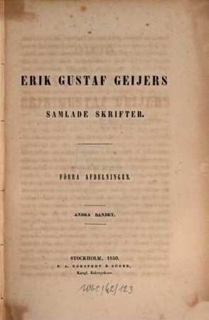 Erik Gustaf Geijers Samlade skrifter, 1,2