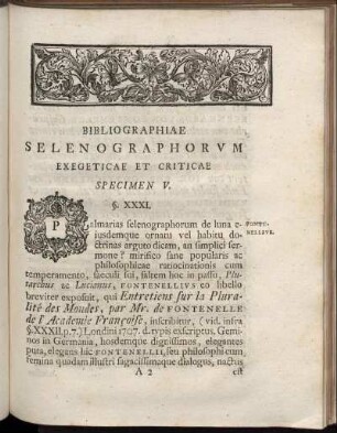 Bibliographiae Selenographorum Exegeticae Et Criticae Specimen V.