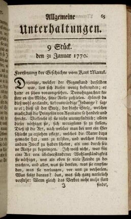 9 Stück. den 31 Januar 1770.