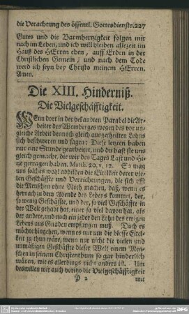 Die XIII. Hinderniß. Die Vielgeschäfftigkeit