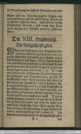 Die XIII. Hinderniß. Die Vielgeschäfftigkeit