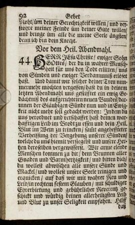 [Gebete vom Heil. Abendmahl.]