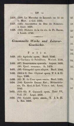 128-149, Gesammelte Werke und Literar-Geschichte