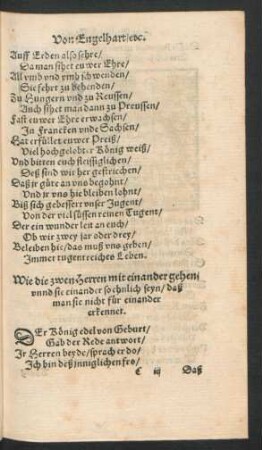 Wie die zwen Herren mit einander gehen unnd sie einander so ehnlich seyn/ daß man sie nicht für einander erkennet.