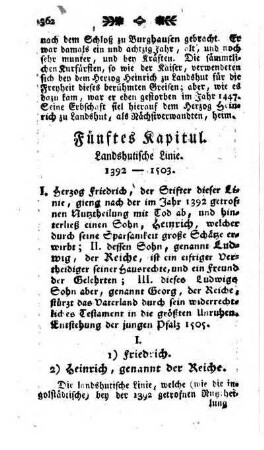 Fuenftes Kapitul. Landshutische Linie. 1392 - 1503