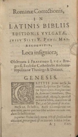 [Hauptteil] Romanae Correctionis in Latinis Bibliis [Genesis - Apocalypsis]