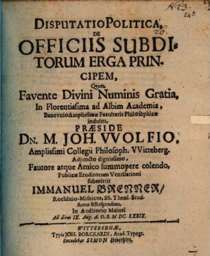 Disp. pol. de officiis subditorum erga principem