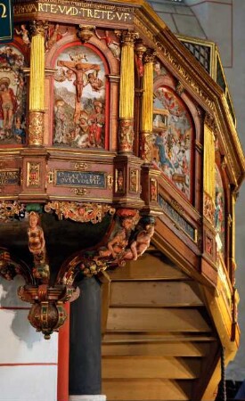 Deutschland. Niedersachsen. Goslar. UNESCO Weltkulturerbe. Marktkirche Sankt Cosmas und Sankt Damian. Genannt Goslär Dom. Renaissance Kanzel