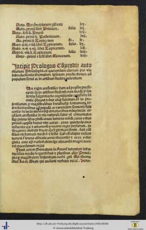 Prologus Co[m]pendii autoritatum philosophi et quorundam aliorum.