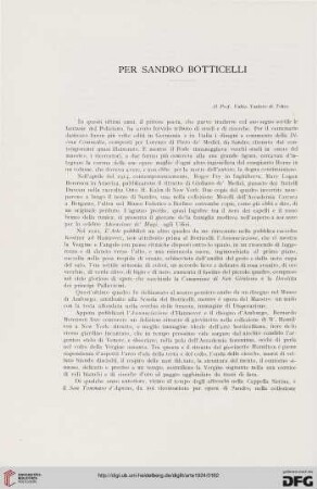 27: Per Sandro Botticelli