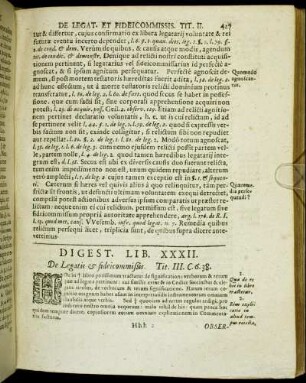 Digest. Lib. XXXII. De Legatis & fideicommißis.
