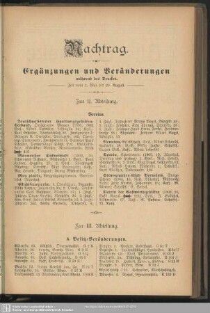 Nachtrag. Ergänzungen und Veränderungen während des Druckes