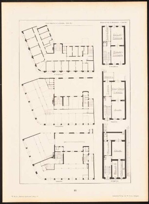 Grundrisse Karlsruhe, Düsseldorf: Grundrisse (aus: Moderne Neubauten, 4.Jg., 1898ff, hrsg. W. Kick)