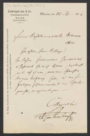 Brief an Carl Brenner : 25.07.1896