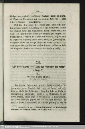 XVI. Die Betheiligung der ländlichen Arbeiter am Gutsertrage.