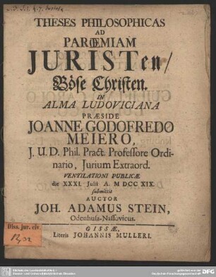 Theses Philosophicas Ad Paroemiam Juristen, Böse Christen