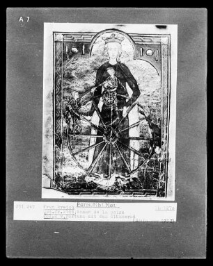 Roman de la poire, Folio 2 verso, Fortuna mit dem Glücksrad
