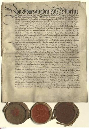 Vertrag zwischen den Landgrafen-Brüdern Wilhelm IV. von Hessen-Kassel, Ludwig IV. von Hessen-Marburg und Georg I. von Hessen-Darmstadt über die Te...