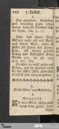 7. Kinderlieder und Gebetlein.