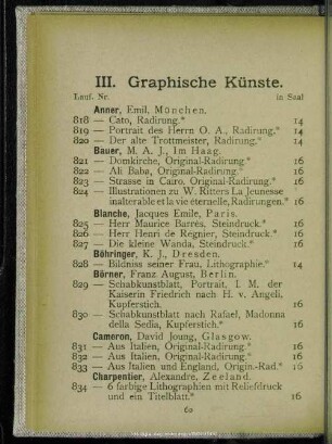 III. Graphische Künste