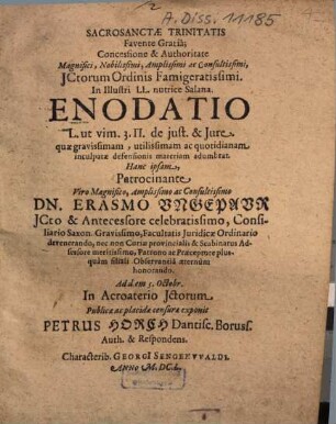 Enodatio L. ut vim. 3. P. de iust & Iure : que gravissimam, utilissimam ac quotidianam inculpatae defensionis materiam adumbrat