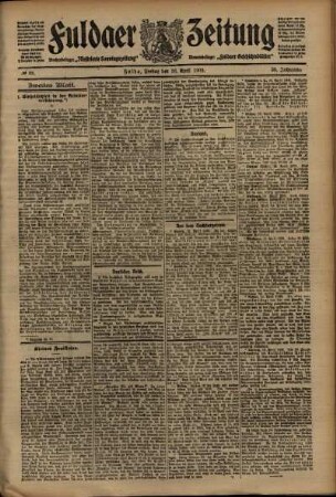 Zweite Ausgabe vom Freitag, den 16. April 1909.