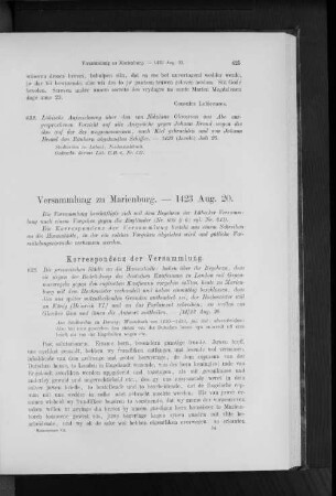 Versammlung zu Marienburg. - 1423 Aug. 20.
