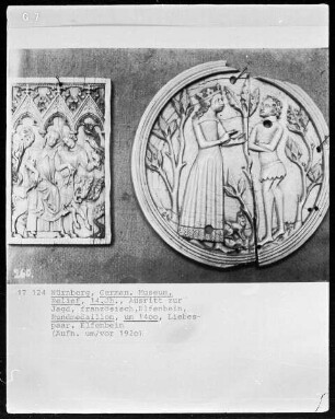 Spiegelkapsel mit gekrönter Dame und Ritter
