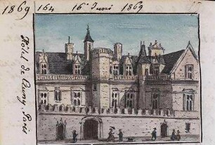 'Hotel de Cluny, Paris' aquarellierte Zeichnung
