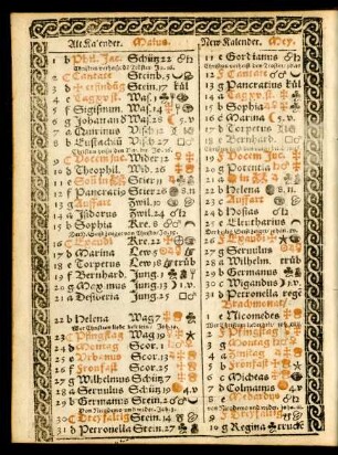 Alt Kalender. Maius. New Kalender. Mey.