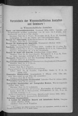 Verzeichnis der Wissenschaftlichen Anstalten und Seminare