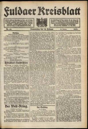 Ausgabe vom Donnerstag, den 18. Februar 1915.