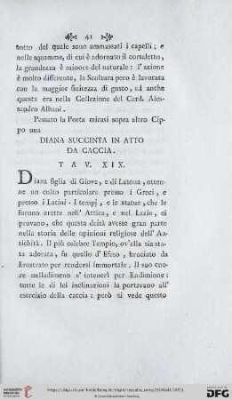 Diana Succinta in Atto da Caccia Tav. XIX