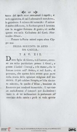 Diana Succinta in Atto da Caccia Tav. XIX