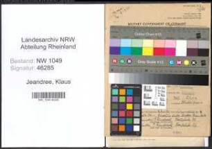 Entnazifizierung Klaus Jeandree , geb. 10.05.1905 (Drogist)