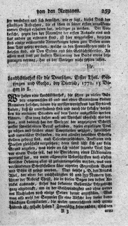Landbibliothek der Deutschen. T.1.