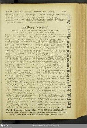 Abtheilung II. Kreishauptmannschaft Dresden. Freiberg