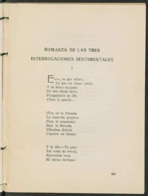 Romanza de los tres interrogaciones sentimentales