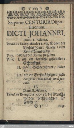 Sequitur Centuria Dispositionum Dicti Johannei