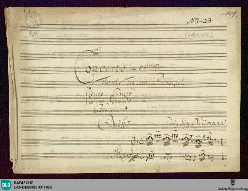 Concertos - Mus. Hs. 692 : fl, vl (2), vla, b; F; GroF 788