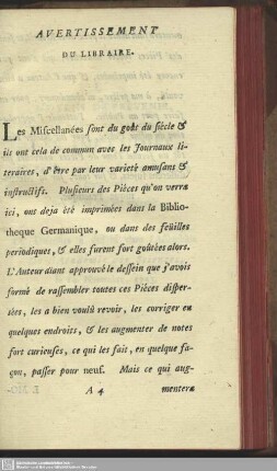 Avertissement Du Libraire