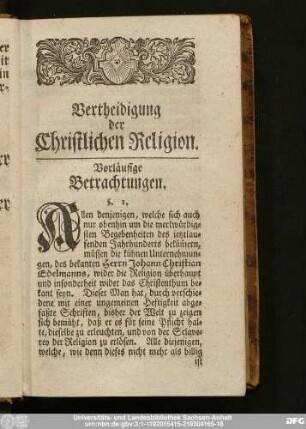Vorläufige Betrachtungen.